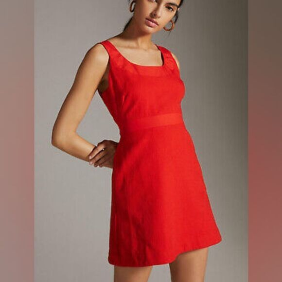 Maeve Red Sheath Mini Dress Sleeveless Scoop Neck Cocktail - Picture 2 of 9